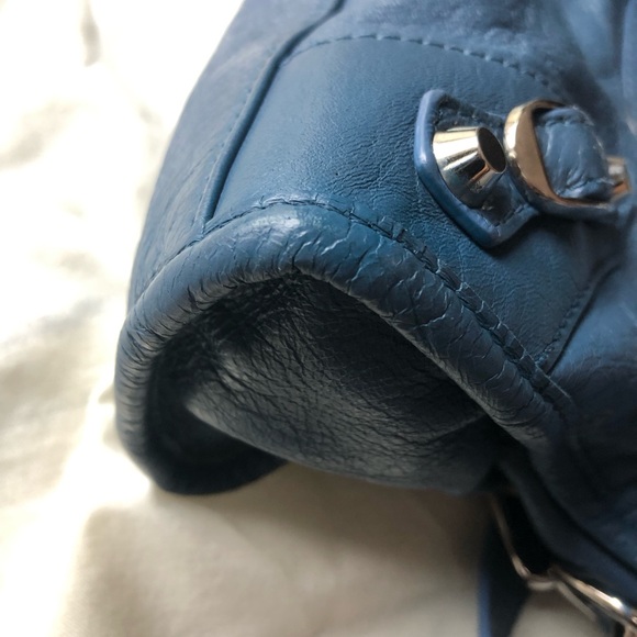 Authentic Balenciaga Small City bag - blue with silver hardware - Picture 10 of 13